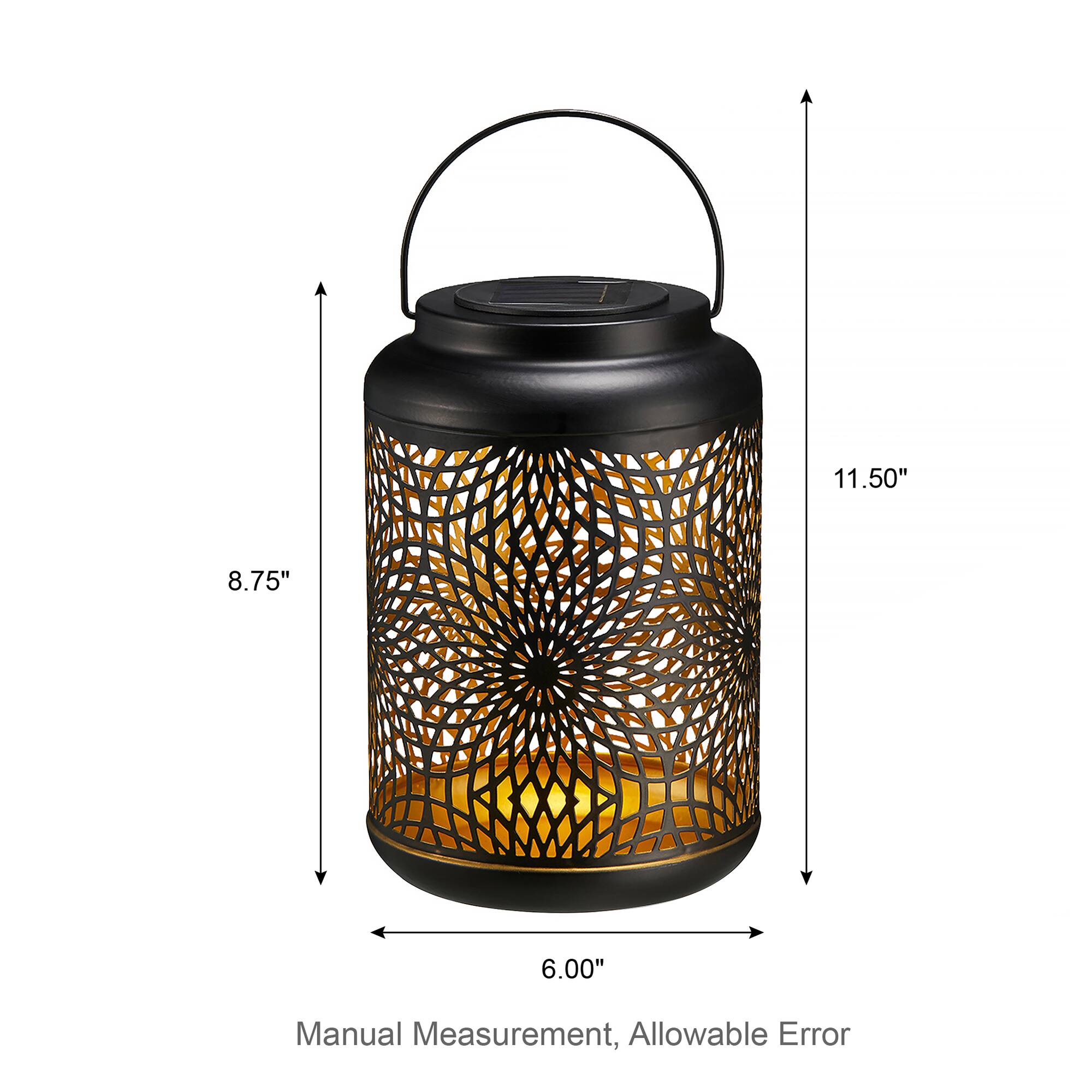 Glitzhome® 8.75" Metal Cutout Solar Powered Hanging Lantern Set